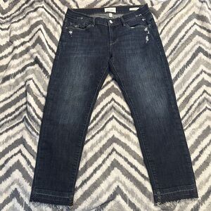 Frame Denim Dark Blue Jeans with Gold Stitching